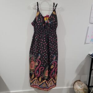 Vintage Y2K Shes Cool Babydoll Dress Midi Size 2X Floral Colorful Paisley